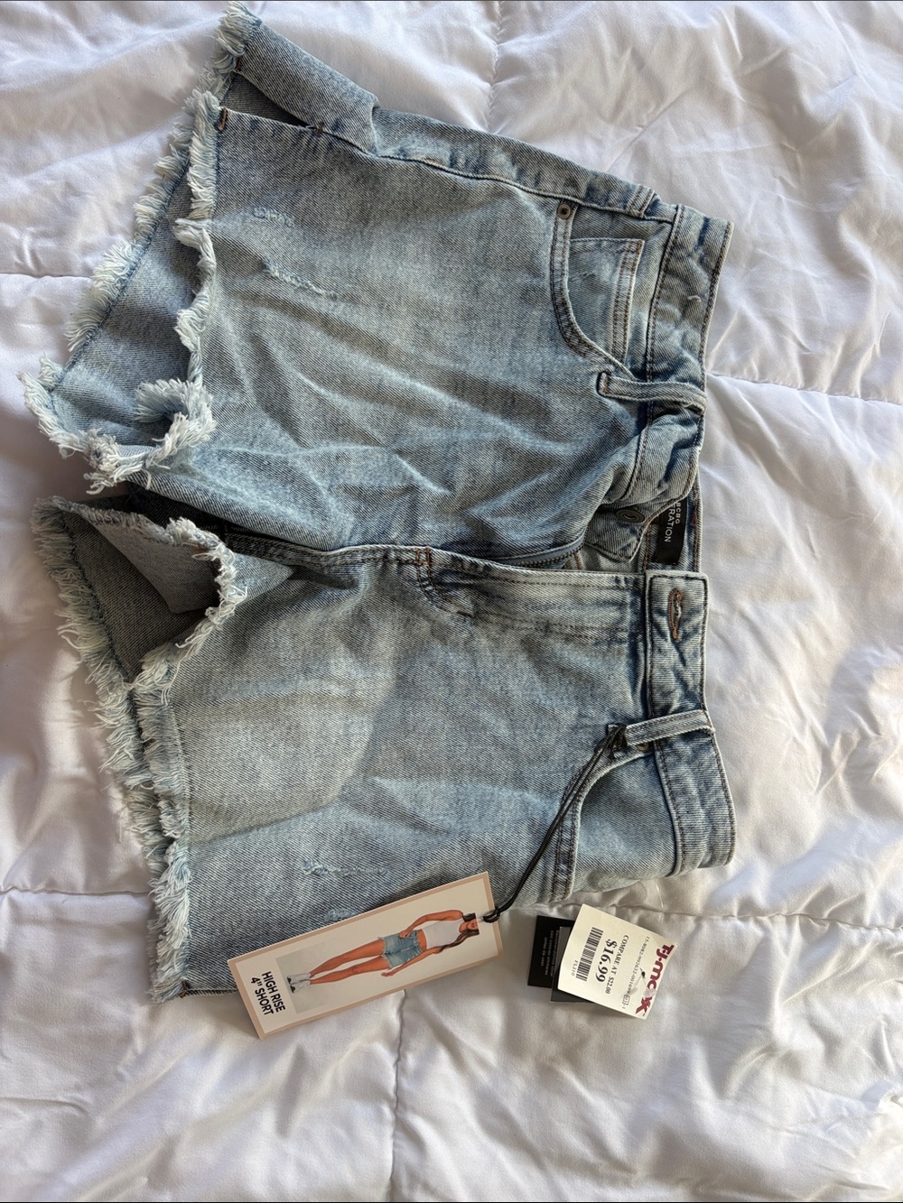 Light Wash Denim Frayed Hem Women’s Shorts